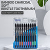 10pcs Toothbrush Soft Bristle Adult Bamboo Charcoal Household Fine Wool Antibacterial Men and Women Family Dental Oral Care