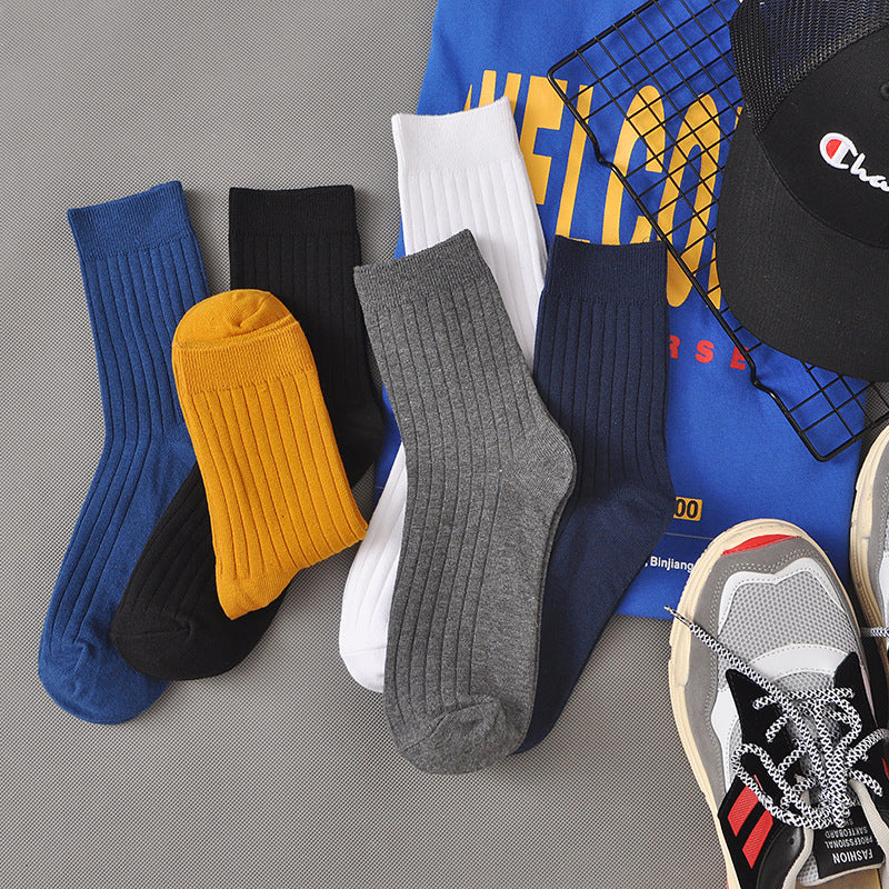 Aimin new men's business socks pure color strip sweat-sweat-proof men's tube socks Zhuji socks wholesale