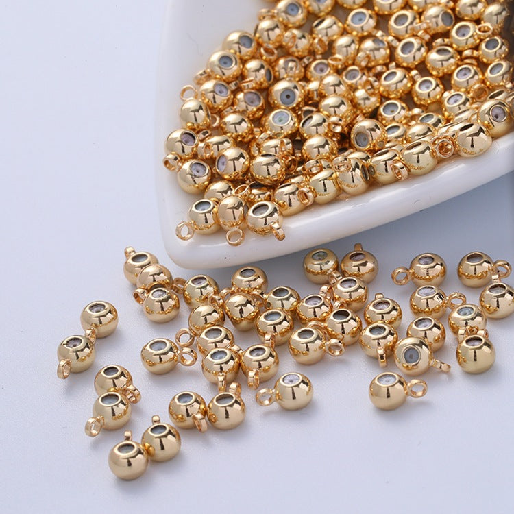 Factory custom US 14K package golden color silicone bead with ring silicone positioning bead DIY jewelry accessories wholesale