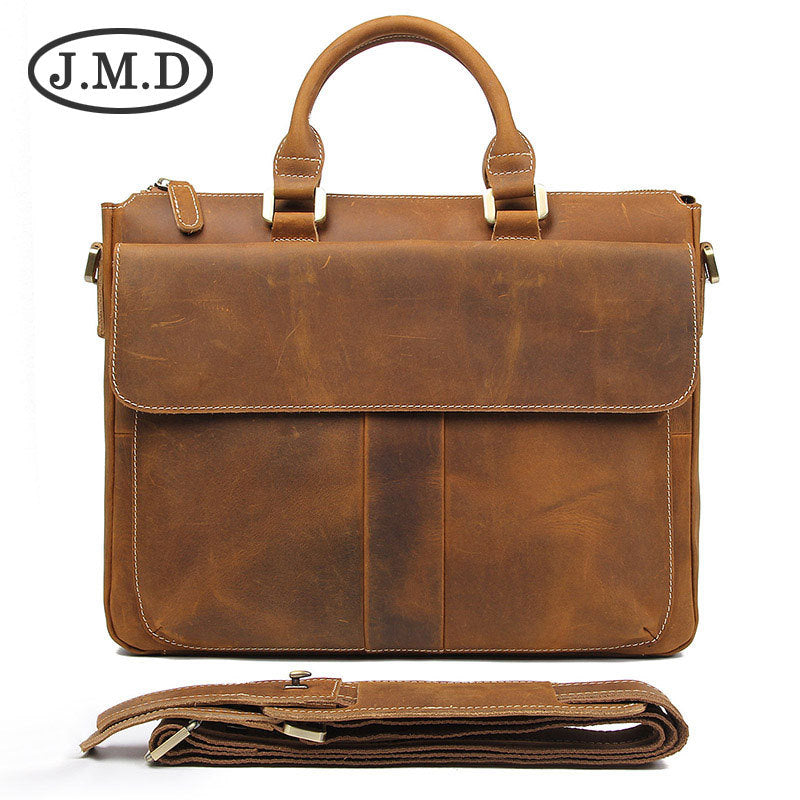 J.M.D leather men's bag retro crazy horse skin Messenger bag portable briefcase computer bag 7113