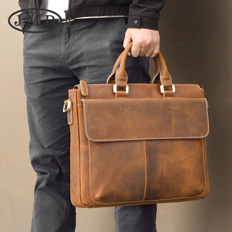 J.M.D leather men's bag retro crazy horse skin Messenger bag portable briefcase computer bag 7113