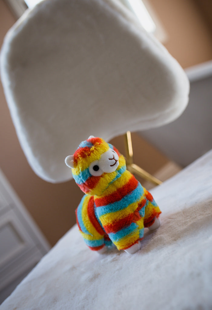 Cute cute Japanese rainbow alpaca doll lamb plush toy custom to map, cross-border new products