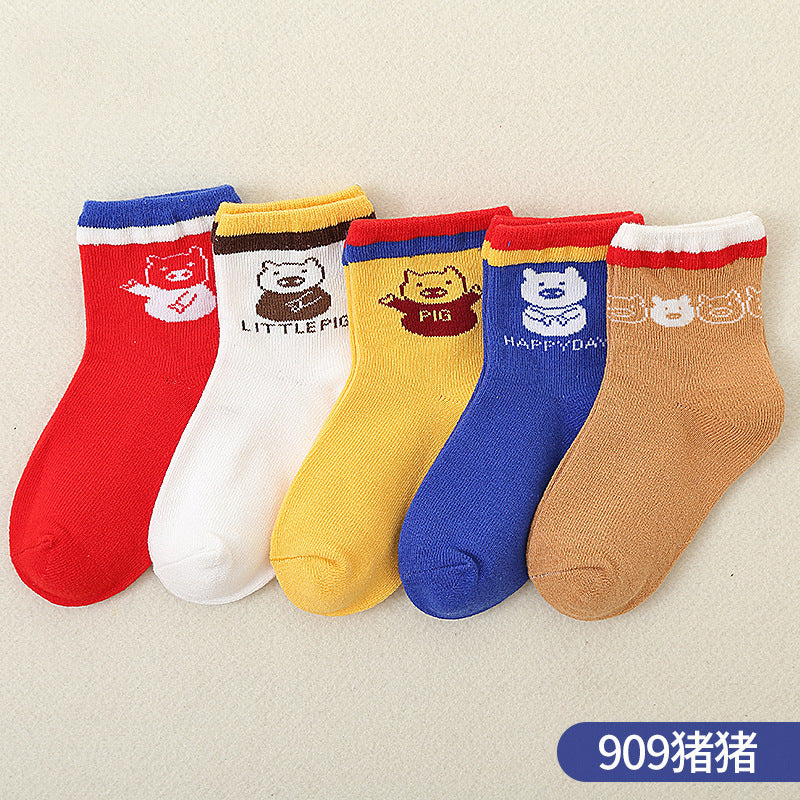 21 new children's socks autumn and winter combed cotton baby cartoon boys and girls middle tube socks big children socks wholesale