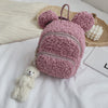 Winter super cute cute children rabbit ear backpack baby bear bag plush toys girls kindergarten bag