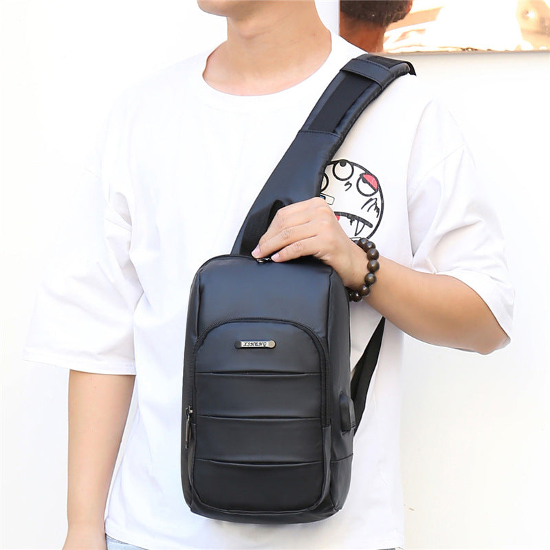 New USB business chest bag men's leisure poor shoulder bag male big capacity waterproof oblique cross-cut