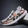 2021 new one foot men's shoes old Beijing cloth shoes set foot lazy shoes men driving plaid ventilation board shoes