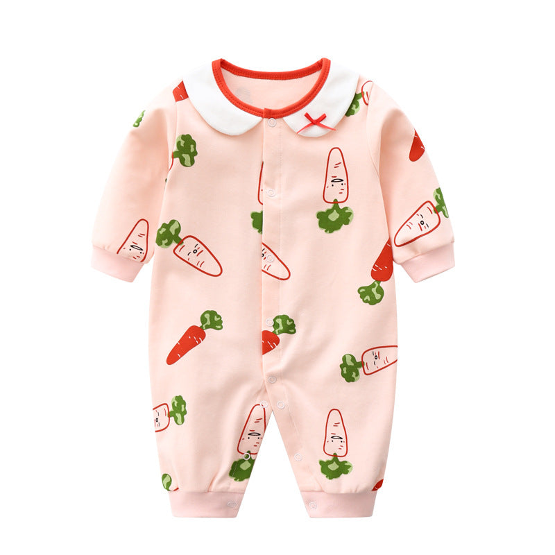 Baby suede spring and autumn cotton A category spring female baby clothes 8 male 7 haha two months 6 months romper