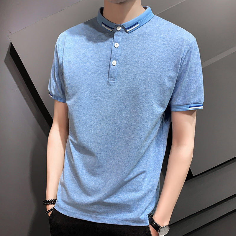 2021 summer new polo shirt men's short-sleeved casual men's solid color lapel advertising shirt youth sleeve clothes