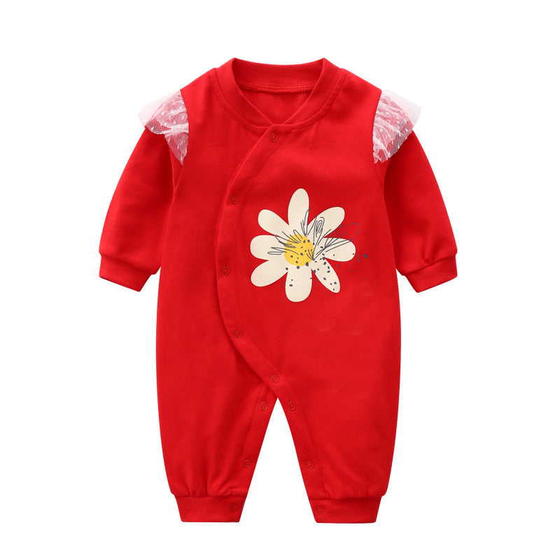 Baby suede spring and autumn cotton A category spring female baby clothes 8 male 7 haha two months 6 months romper