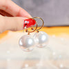 Factory goods 925 silver needle Korean version of the new red bead earrings female temperament ear rrings ear