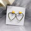 S925 silver needle small colorful color earrings sweet girl love heart-shaped hollow earrings spring and summer new ear joy 1070