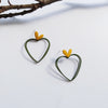 S925 silver needle small colorful color earrings sweet girl love heart-shaped hollow earrings spring and summer new ear joy 1070