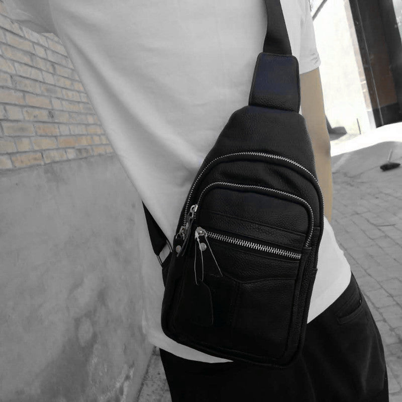 New shoulder bag men's chest bag casual head leather oblique chest bag urban casual trend diagonal bag