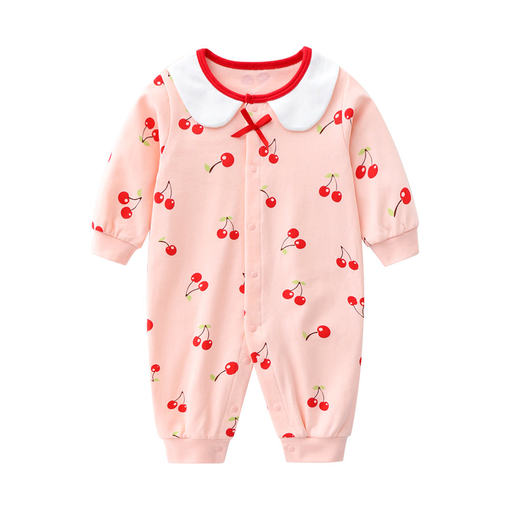 Baby suede spring and autumn cotton A category spring female baby clothes 8 male 7 haha two months 6 months romper