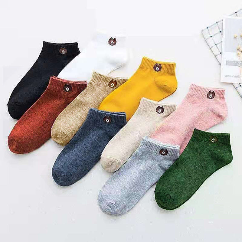 Small bear socks small socks, ten color solid color, low spools, casual sports socks, socks, stalls, wholesale