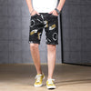 2021 summer thin men's denim five pants Slim pants elastic pants black denim short pants doodle