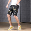 2021 summer thin men's denim five pants Slim pants elastic pants black denim short pants doodle