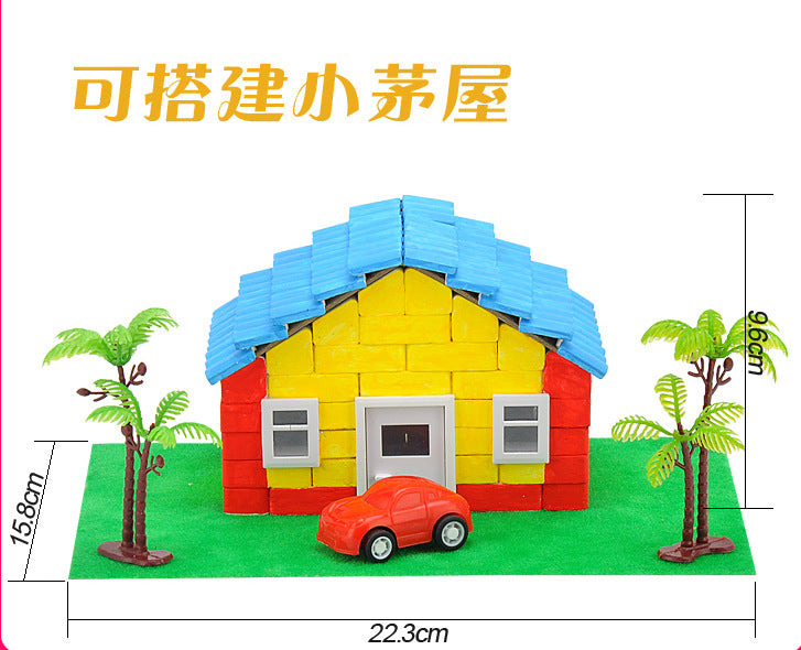 3D small house small mud madrs cover house children's toy architecture simulation brick block DIY handmade toys