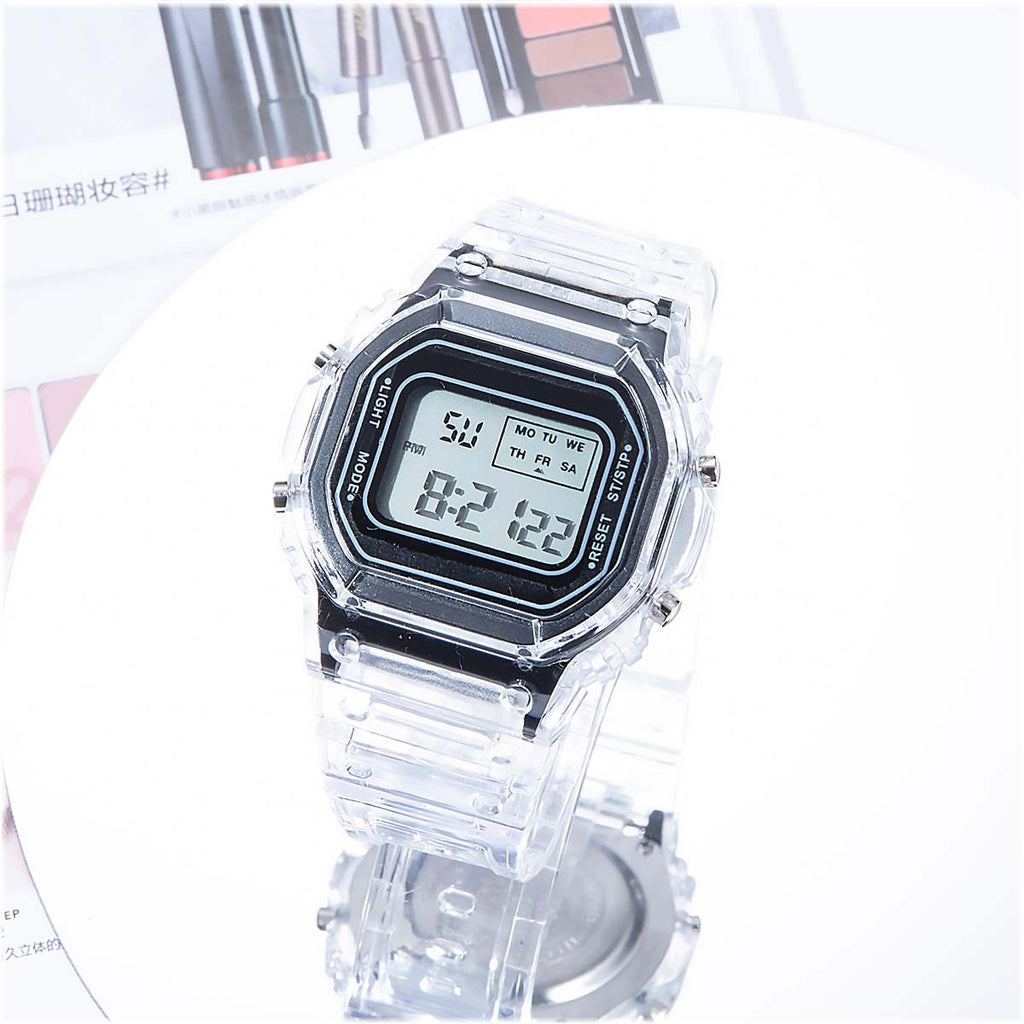 INS network red explosion models unicorn sports electronic watch waterproof film tea green male female square student LED watch