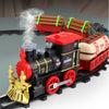 Simulation classical smoke train children electric rail car charging retro steam train boys music light