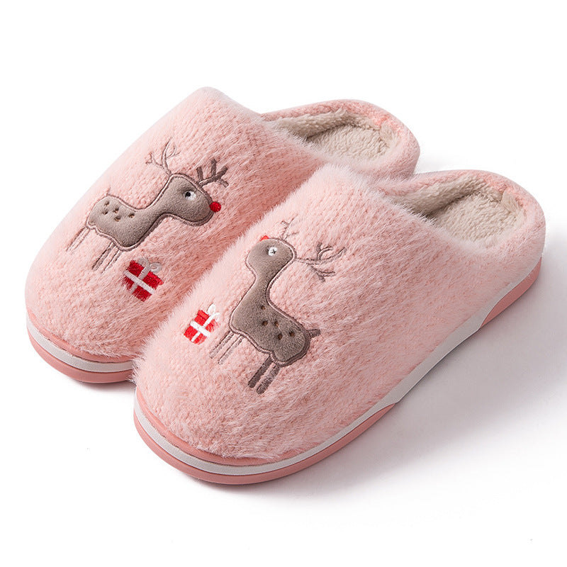 Cotton slippers female winter fur slippers cute home monthly home couple warm thick bottom non-slip men's indoor