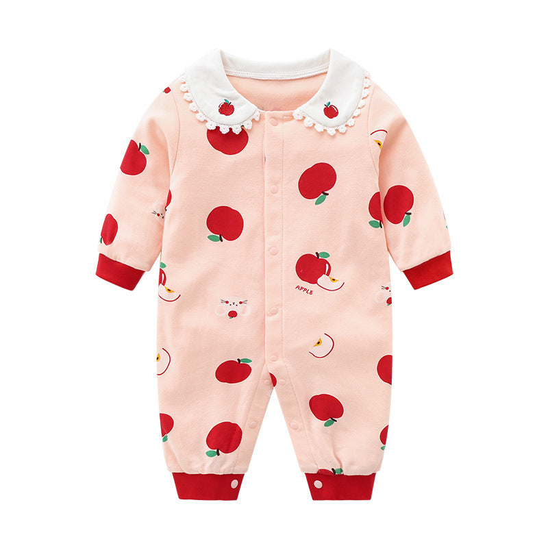 Baby suede spring and autumn cotton A category spring female baby clothes 8 male 7 haha two months 6 months romper