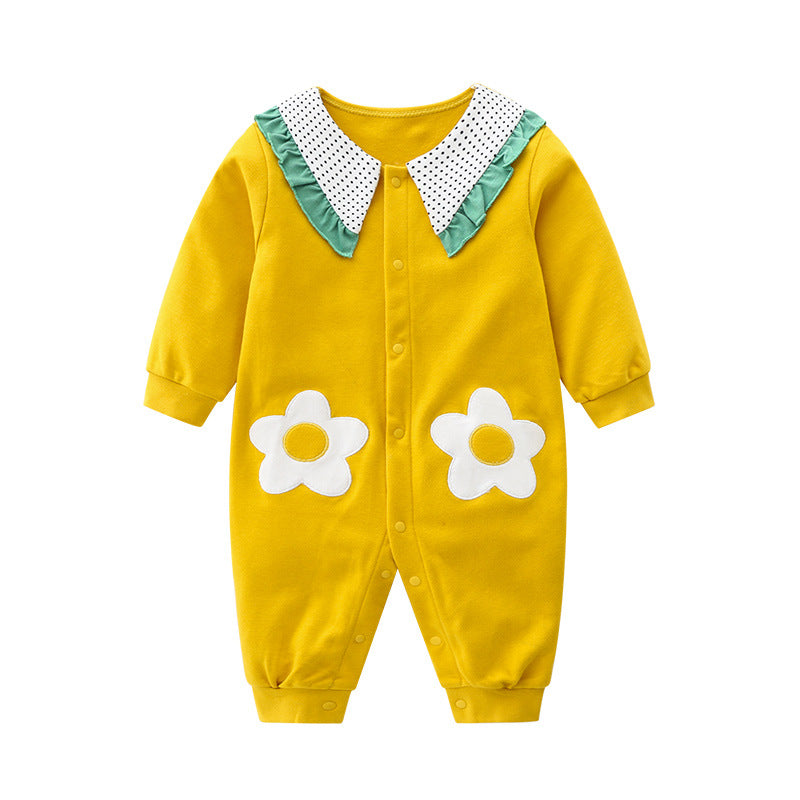 Baby suede spring and autumn cotton A category spring female baby clothes 8 male 7 haha two months 6 months romper