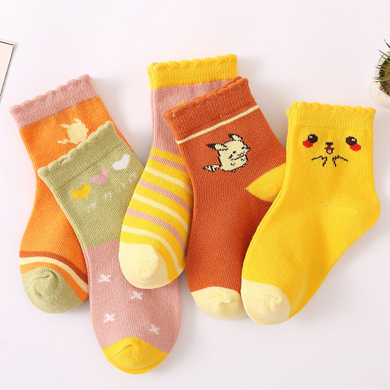 21 new children's socks autumn and winter combed cotton baby cartoon boys and girls middle tube socks big children socks wholesale