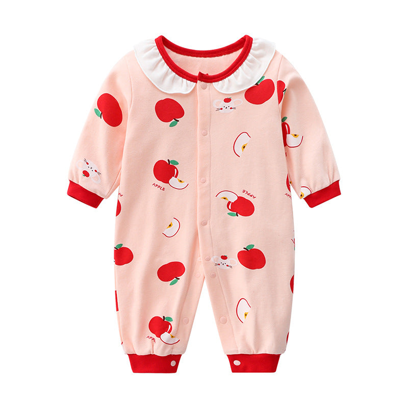 Baby suede spring and autumn cotton A category spring female baby clothes 8 male 7 haha two months 6 months romper