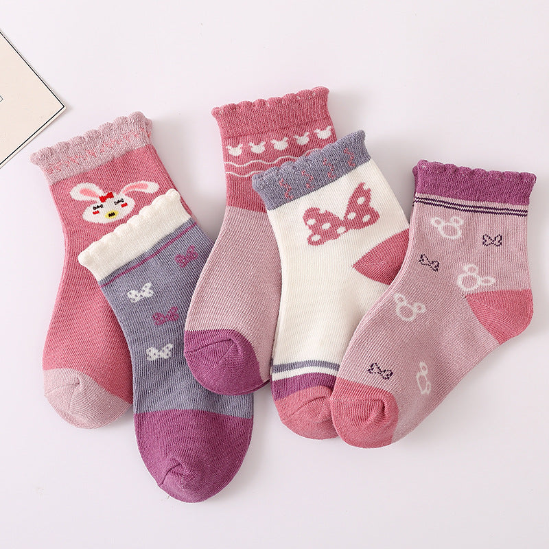 21 new children's socks autumn and winter combed cotton baby cartoon boys and girls middle tube socks big children socks wholesale