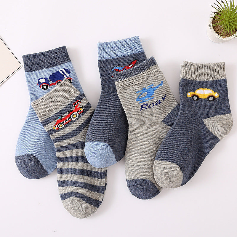 21 new children's socks autumn and winter combed cotton baby cartoon boys and girls middle tube socks big children socks wholesale