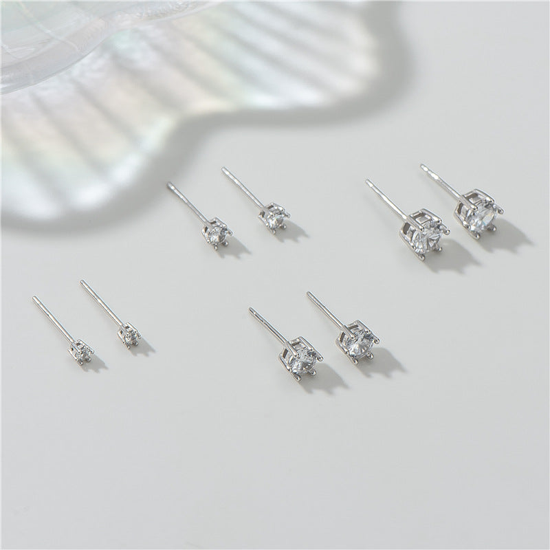 Jewelry live source S925 sterling silver six-claw single diamond zircular ear nail men and women simple basic ear bone nails