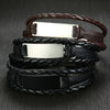 Jewelry leather chain tide male necklace black PU leather woven bracelet metal bending bracelet wholesale BL-523