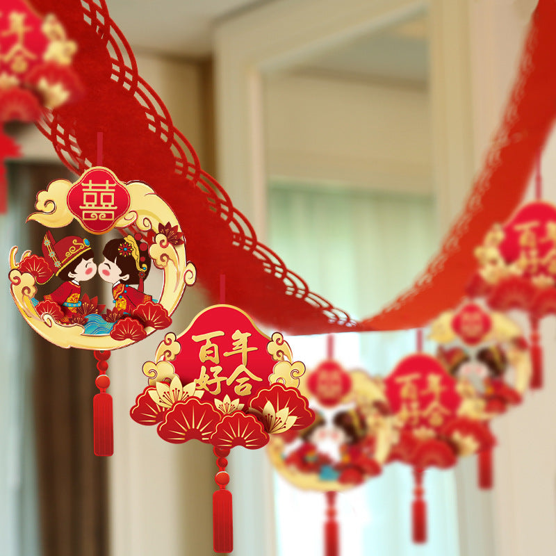 Wedding room supplies set layout pull flower decoration living room new house scene creative Chinese wedding hanging hairdressing silk flower