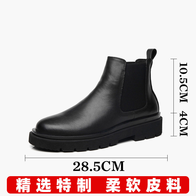 Martin boots men's spring high-top tooling shoes British Chersea short boots boots in black leather troops