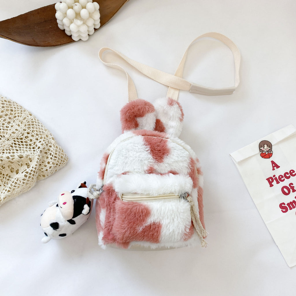 Winter super cute cute children rabbit ear backpack baby bear bag plush toys girls kindergarten bag