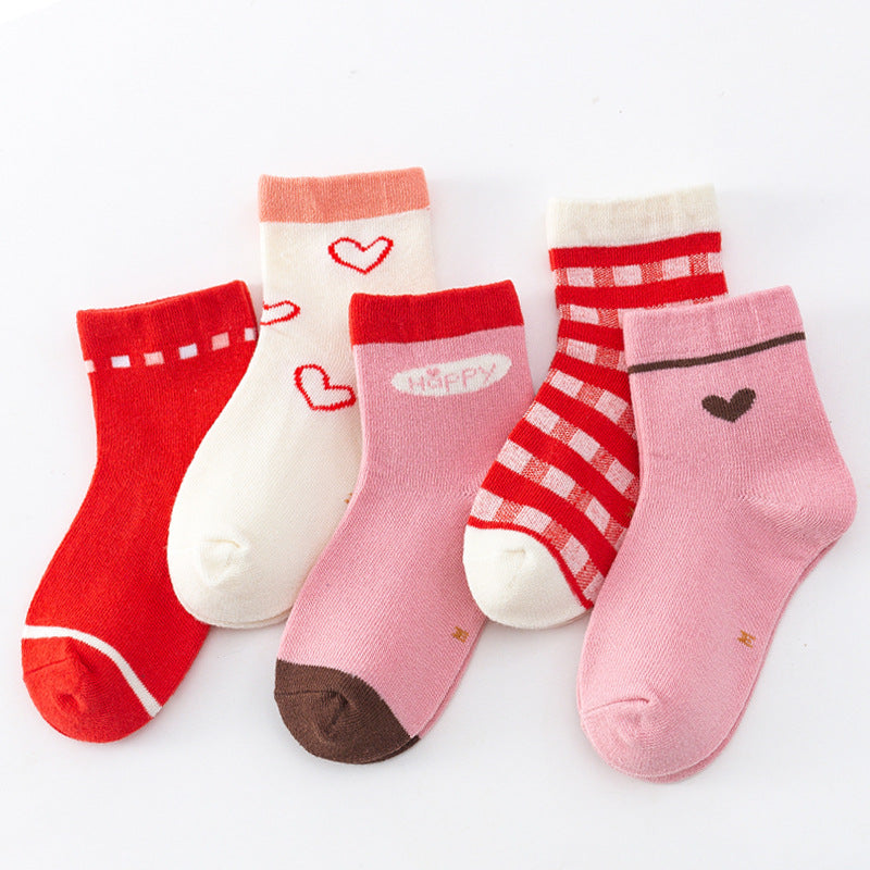 21 new children's socks autumn and winter combed cotton baby cartoon boys and girls middle tube socks big children socks wholesale