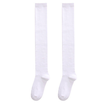 Japanese college wind-saving cotton thick black white strip length sock three bars over knee high stockings student sock manufacturers