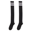 Japanese college wind-saving cotton thick black white strip length sock three bars over knee high stockings student sock manufacturers