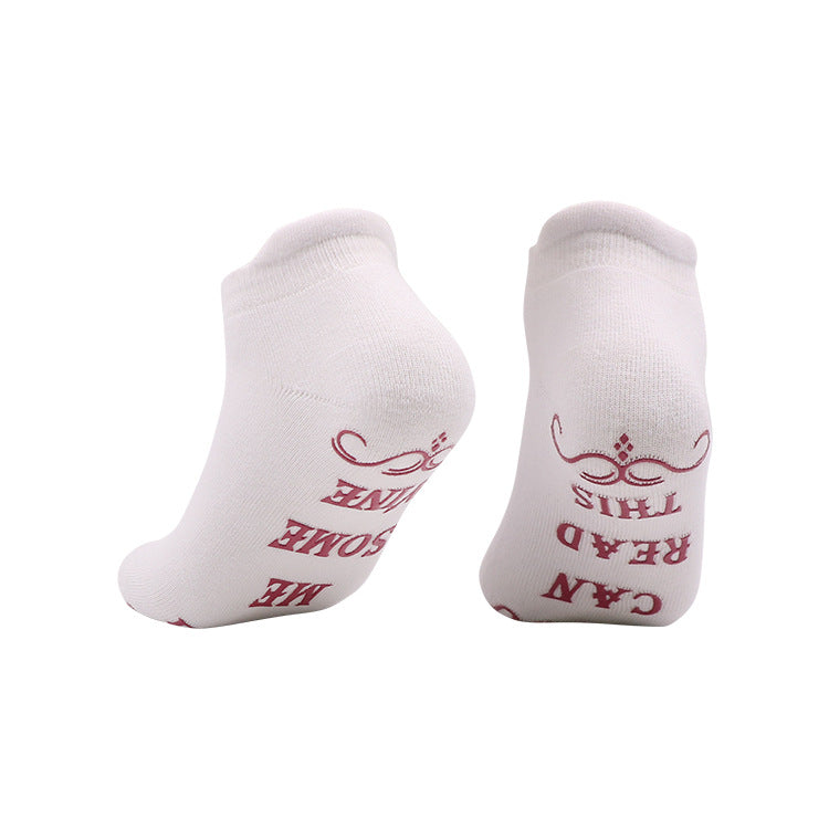 White yoga socks female professional anti-slip point glue alphabet summer thin room interior floor sports socks combed cotton socks