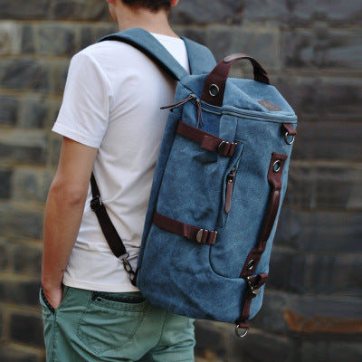 Korean version of the canvas shoulder bag men's trend student bags youth travel bag computer large capacity backpack