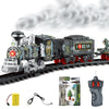 Electric smoke remote control track train simulation model rechargeable steam train children's toys set