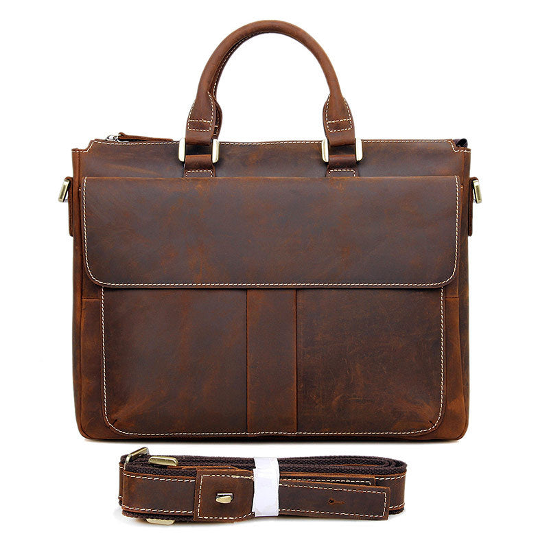 J.M.D leather men's bag retro crazy horse skin Messenger bag portable briefcase computer bag 7113