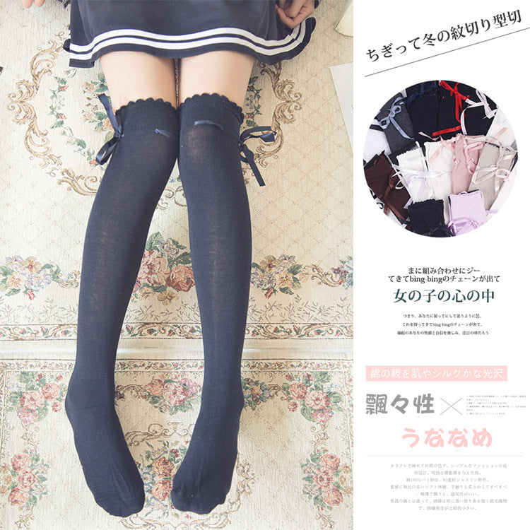 Lolita LOLITA girls and legs over knee stockings college wind bow ribbons ladies socks 86121