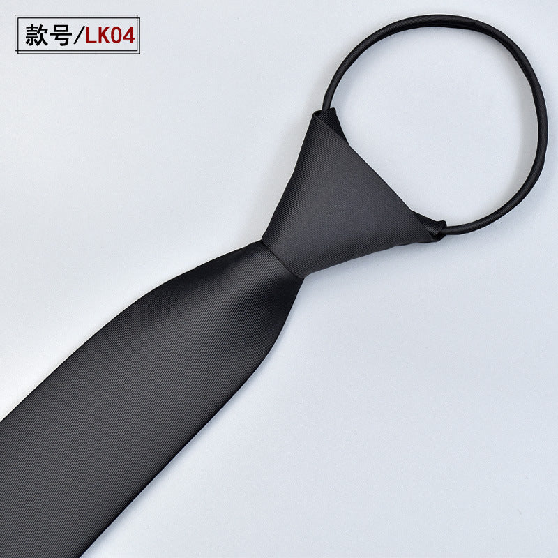 Lazy Korean version of the easy-to-pull solid color 6cm quality can be personalized to customize the company logo monochrome men's zipper tie