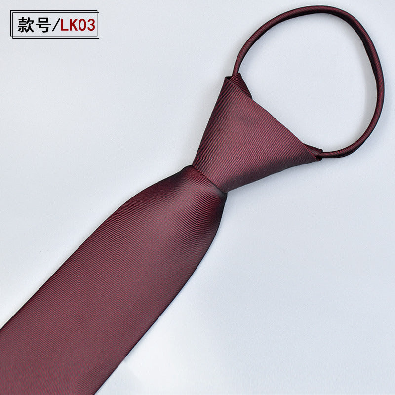 Lazy Korean version of the easy-to-pull solid color 6cm quality can be personalized to customize the company logo monochrome men's zipper tie