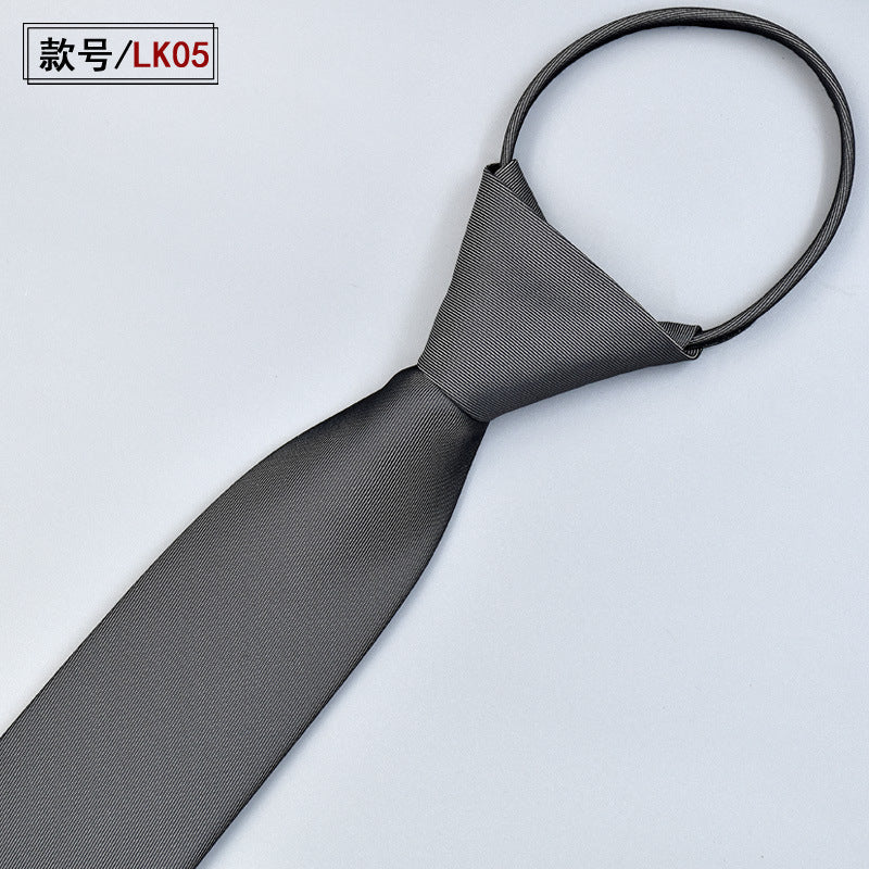 Lazy Korean version of the easy-to-pull solid color 6cm quality can be personalized to customize the company logo monochrome men's zipper tie