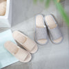 New Japanese and Korean striped couple four-season cotton and linen breathable home thick-bottom men and women linen slippers sandals shoes wholesale