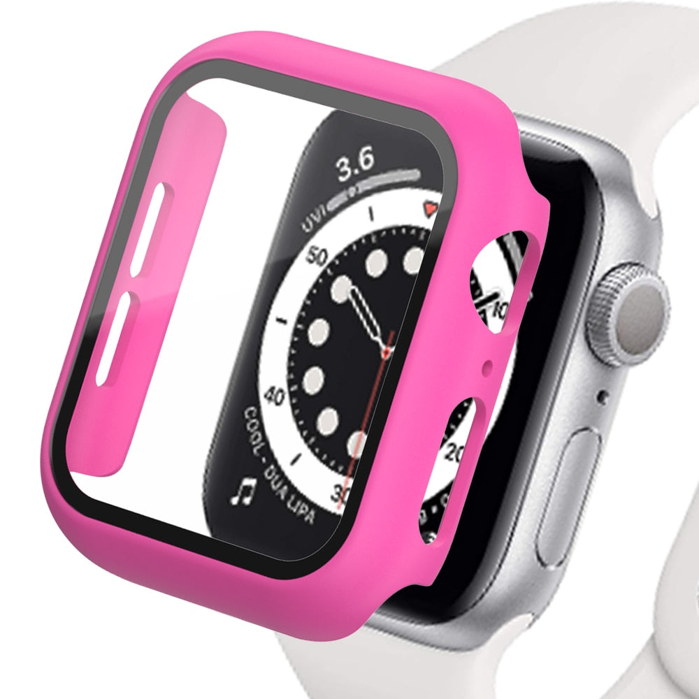 Tempered Glass+Matte Watch Cover  for Apple Watch Case 44mm 40mm 42mm 38mm  Bumper+Screen Protector for Iwatch SE 6 5 4 3 2 1