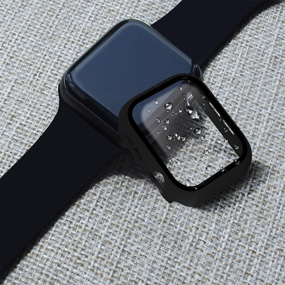 Tempered Glass+Matte Watch Cover  for Apple Watch Case 44mm 40mm 42mm 38mm  Bumper+Screen Protector for Iwatch SE 6 5 4 3 2 1